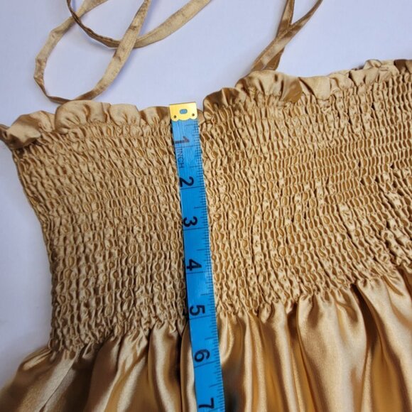 Gold Strapless Halter Tie Mini Dress  Size S/M - Picture 6 of 9